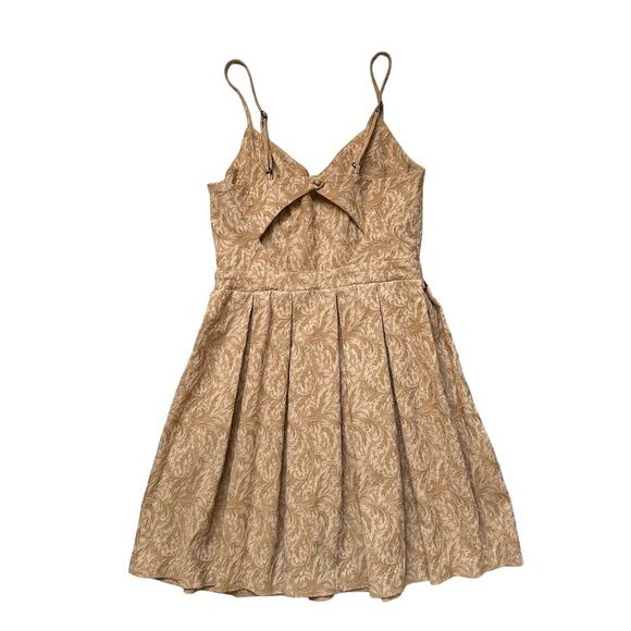 Y2K 90s Tan Brocade Mini Dress - Picture 2 of 11